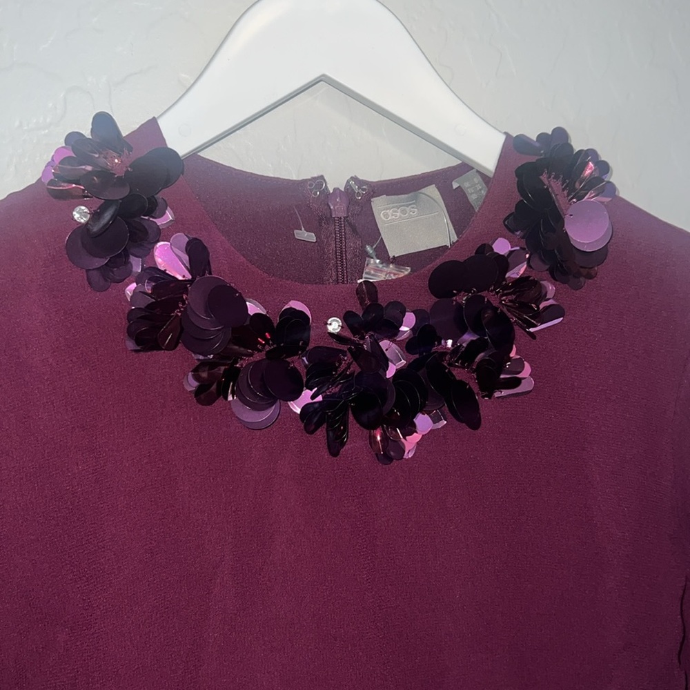 NWT ASOS DESIGN Embellished Neckline Midi Dress 4 - Picture 7 of 10